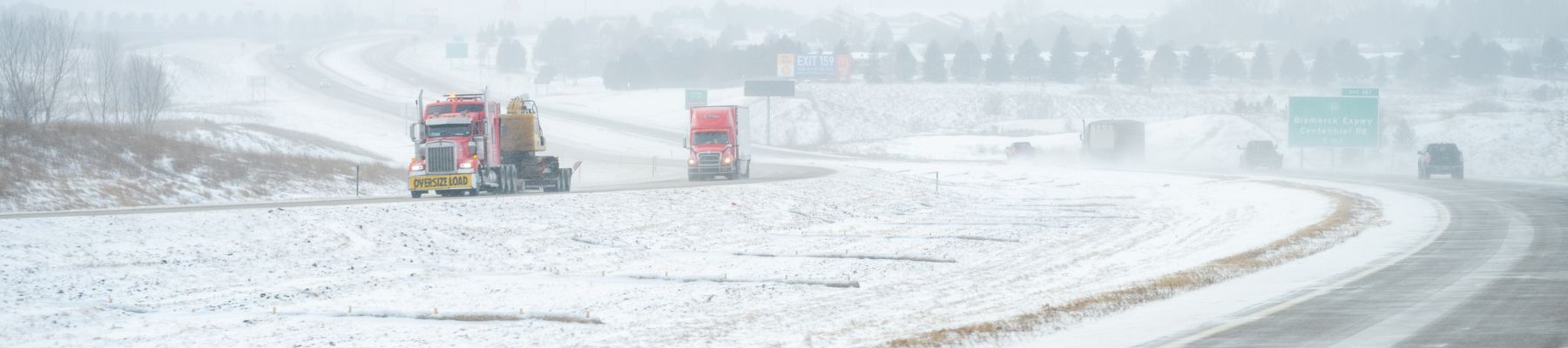 North Dakota highway in the winter